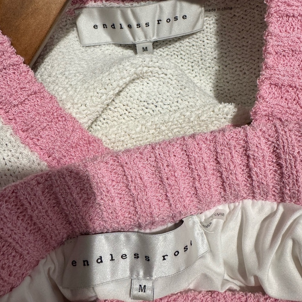 VICI Collection Arwen Contrast Knit Tank & Pencil Midi Skirt Cream/Pink M - Picture 9 of 9